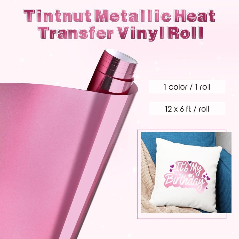 Tintnut Metallic Heat Transfer Vinyl Roll Lavender Chrome HTV - 12"x 6 ft Foil Holographic Iron On Vinyl for DIY T-Shirts Handbags Hats Crafts - Image 2